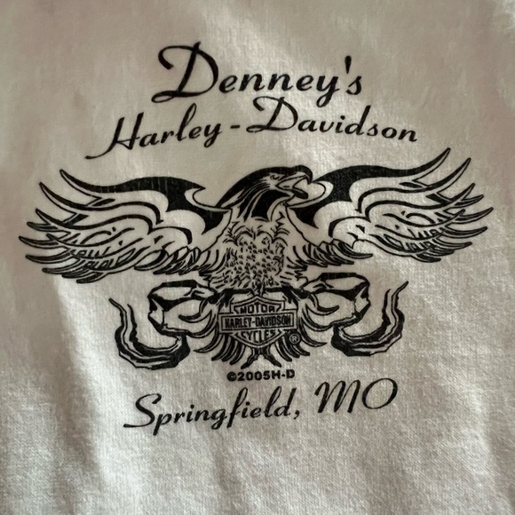Vintage Y2K 2005 Harley-Davidson v-neck baby white tee Ozarks Springfield sz M - Picture 5 of 10